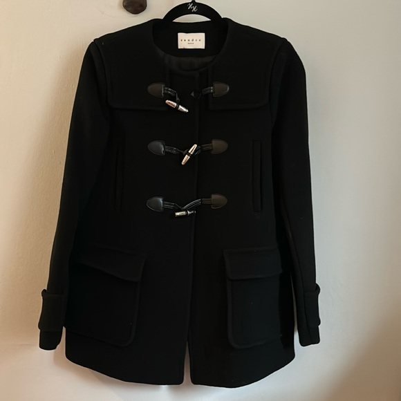 Sandro black wool toggle coat - Picture 3 of 8